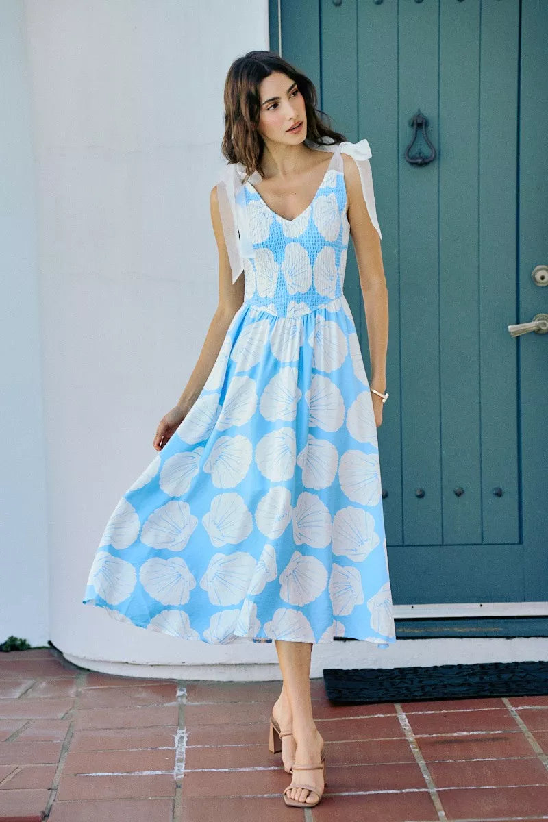 BLUE Coastal Shell Midi Dress BLUE / S