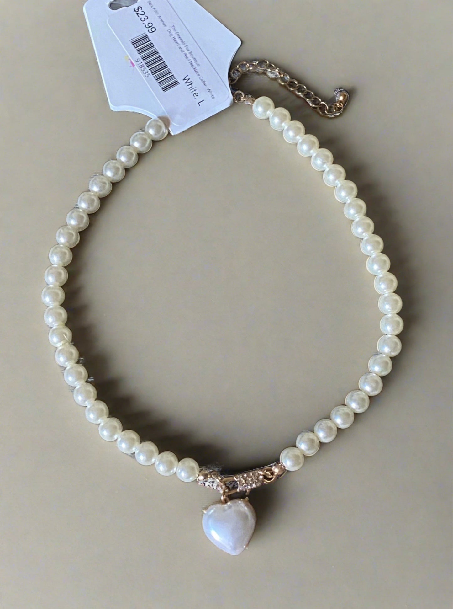 Bark Fifth Avenue - Heart and Pearl Pet Necklace