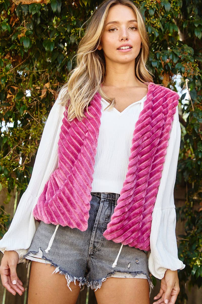 Womens Vest Pink Faux Fur Vest Light Pink Fur Vest New Arrivals