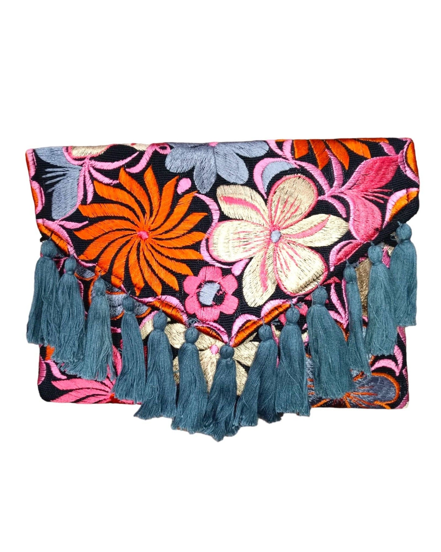 Mexican Embroidered Floral Clutch Bag