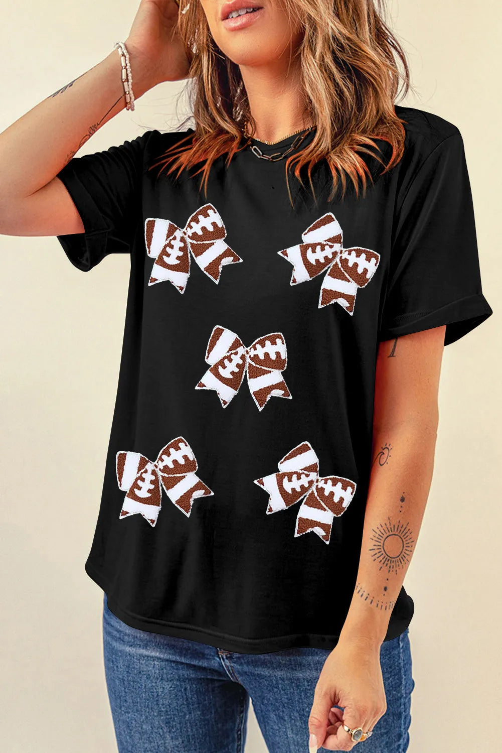 Football Bow Short Sleeve Tee