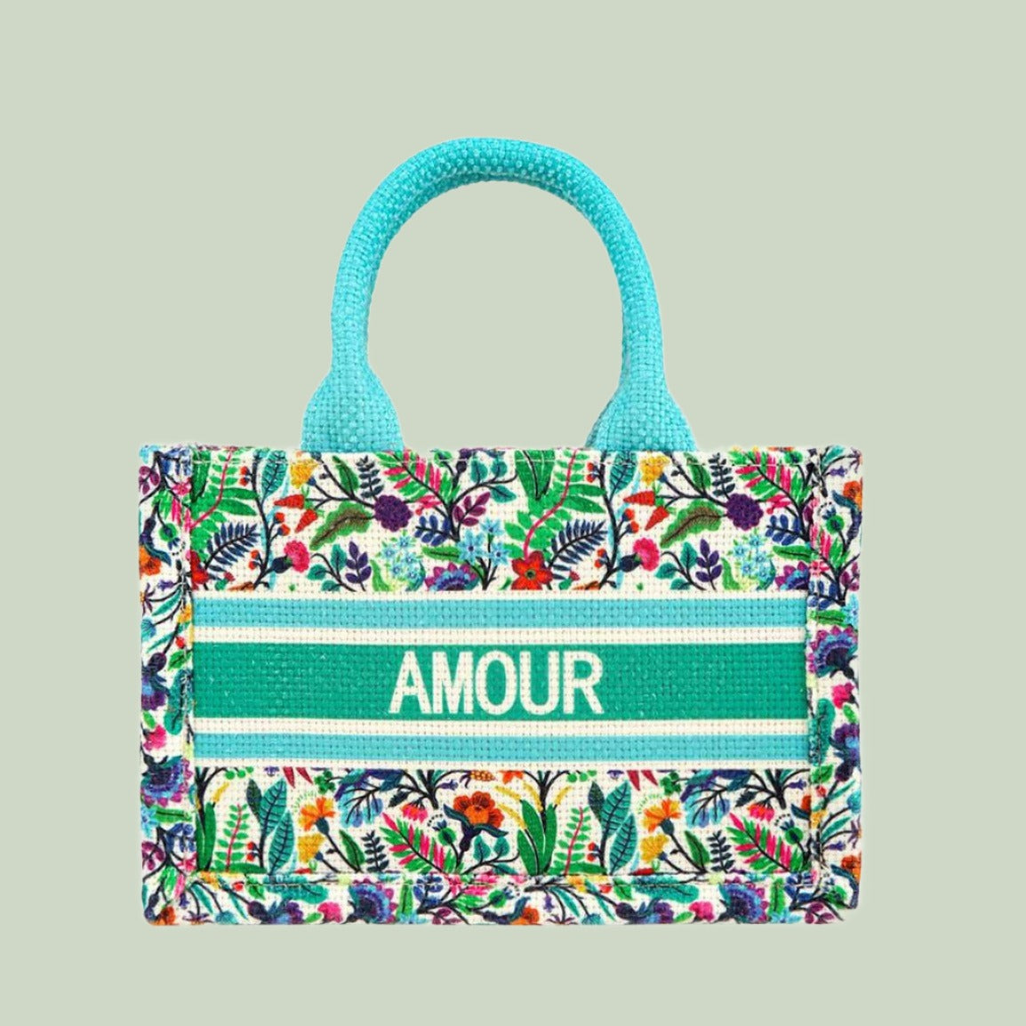 "Amour" Color-Charged Floral Small Book Tote