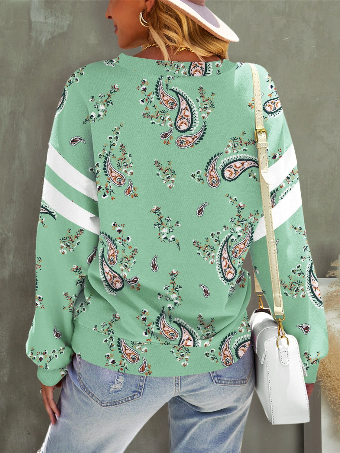 Paisley Dropped Shoulder Long Sleeve Tee