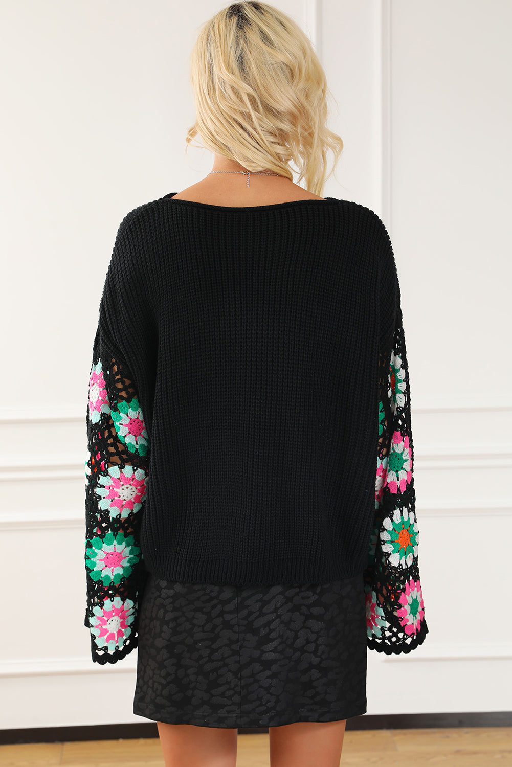 Crochet Long Sleeve Knit Top