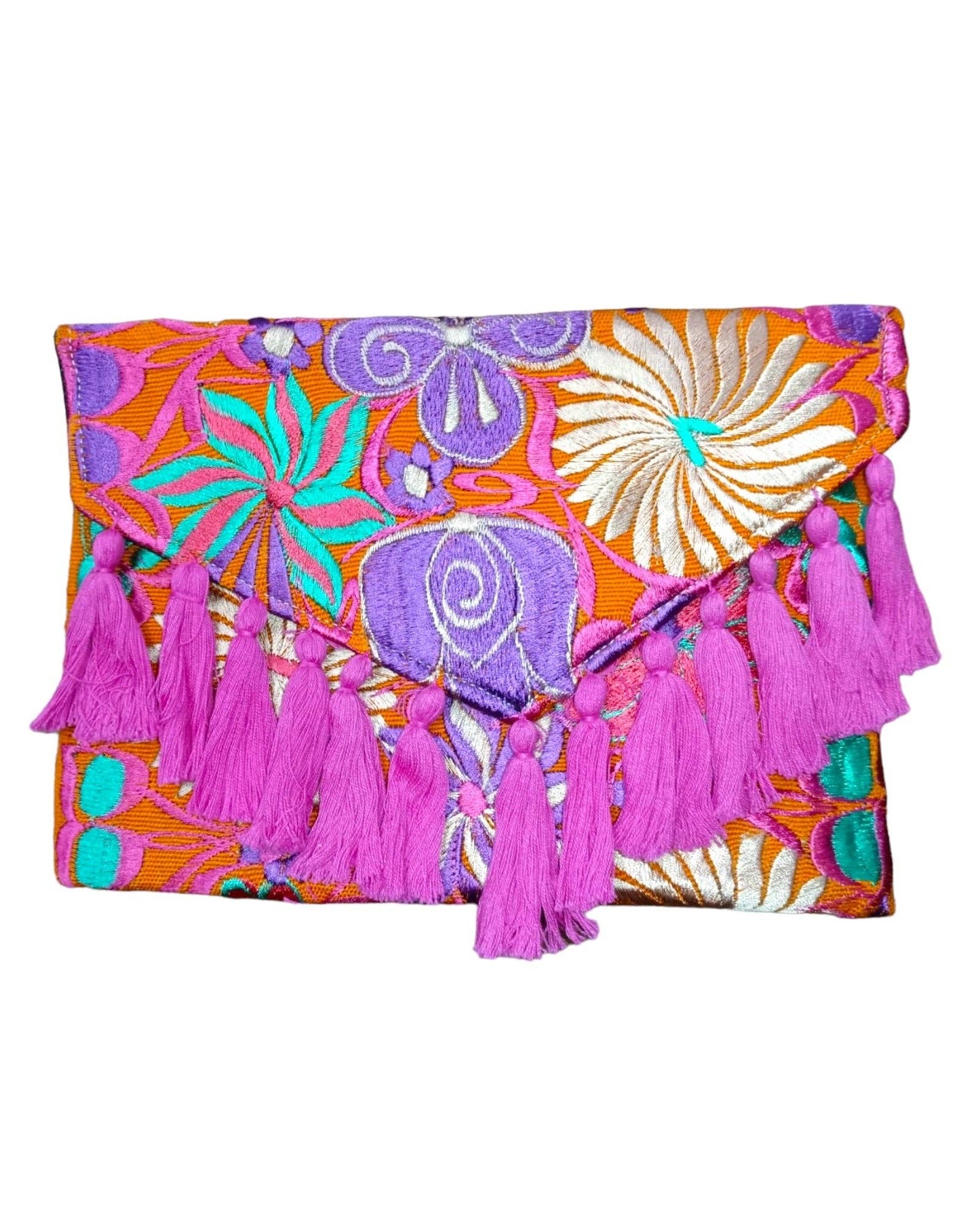 Mexican Embroidered Floral Clutch Bag