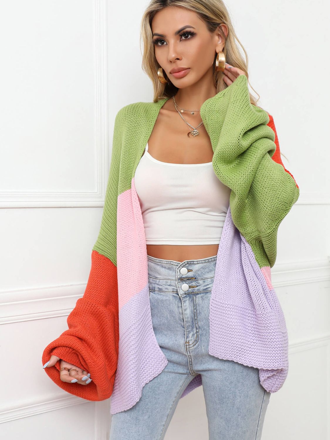 Color Block Balloon Sleeve Cardigan Statement New Orleans