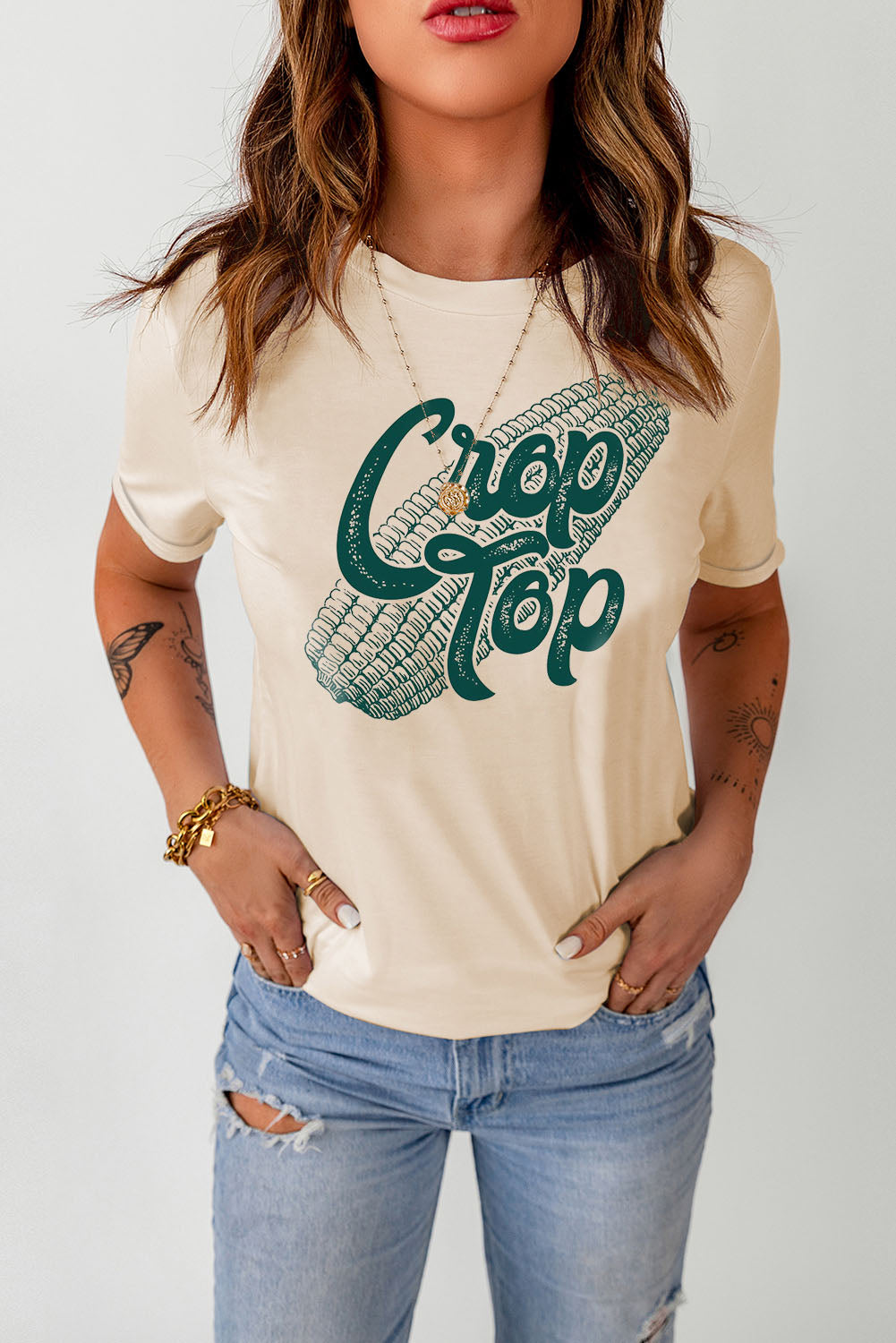 Crop Top Cuffed Tee Statement New Orleans