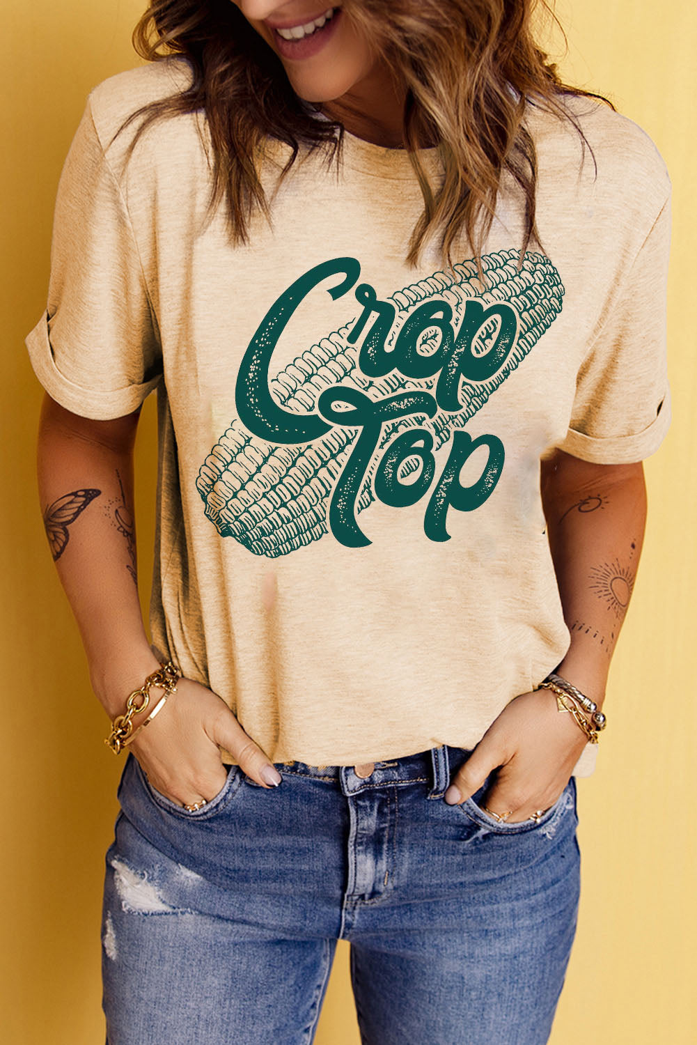 Crop Top Cuffed Tee Statement New Orleans