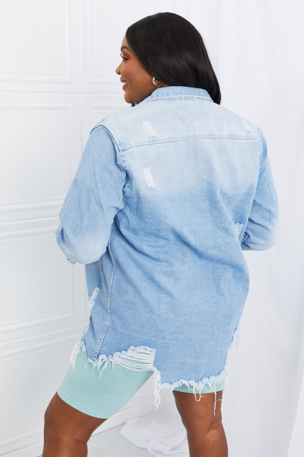 Distressed Raw Hem Denim Jacket Statement New Orleans