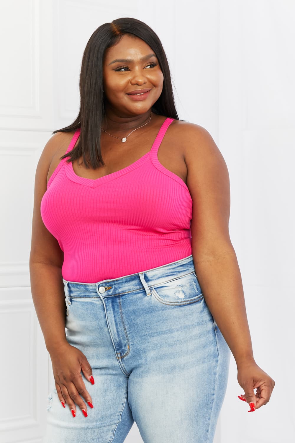 Hot Pink V-Neck Ribbed Cami Statement New Orleans