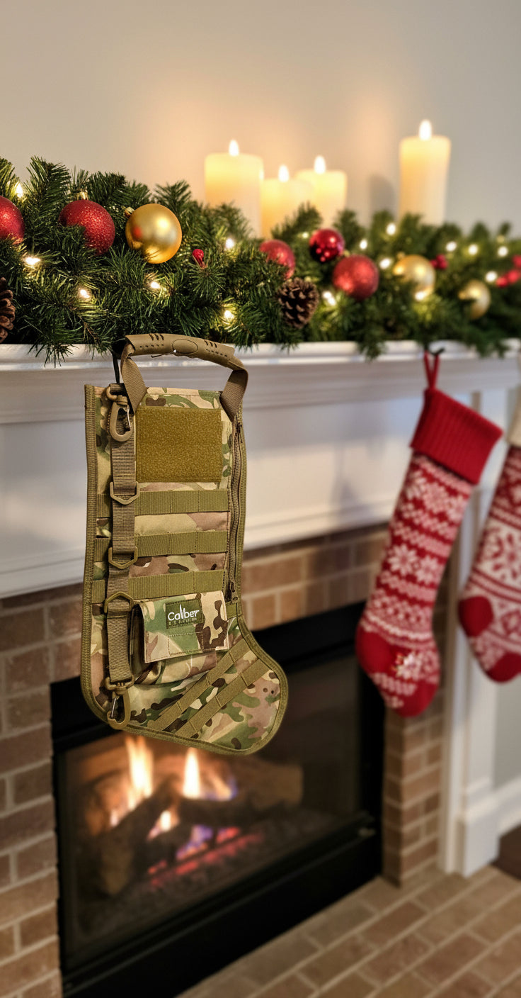 Camouflage tactical stocking with 'Colt' branding on a white surface.