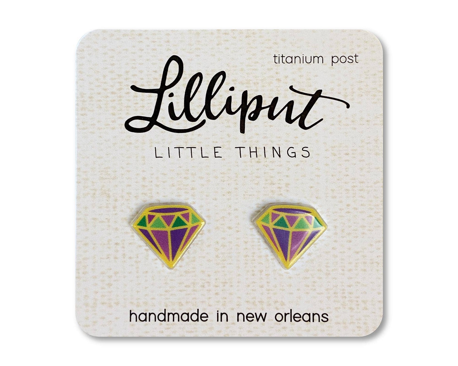 Mardi Gras Diamond Earrings Statement New Orleans