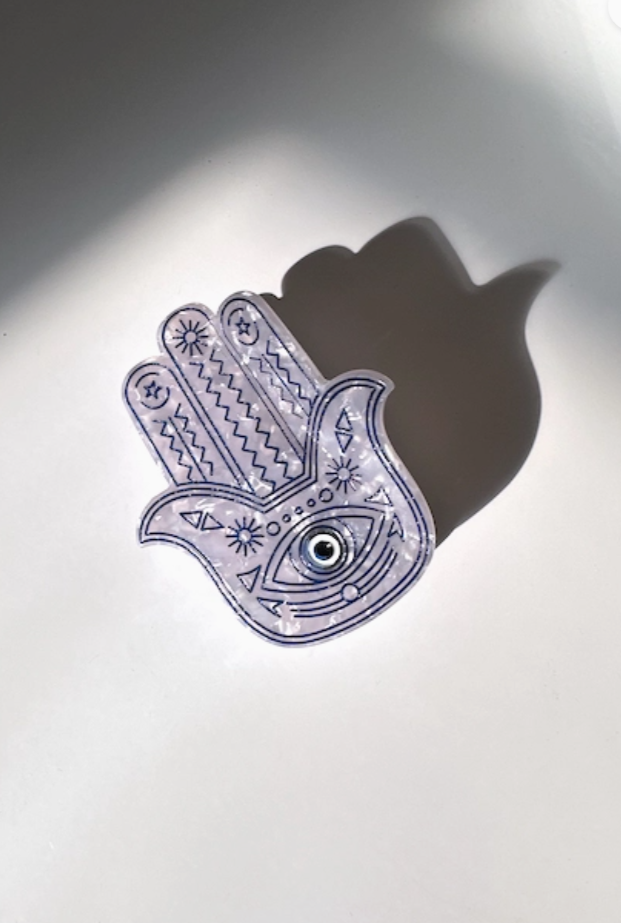 Hand-painted Hamsa Hand Claw Hair Clip