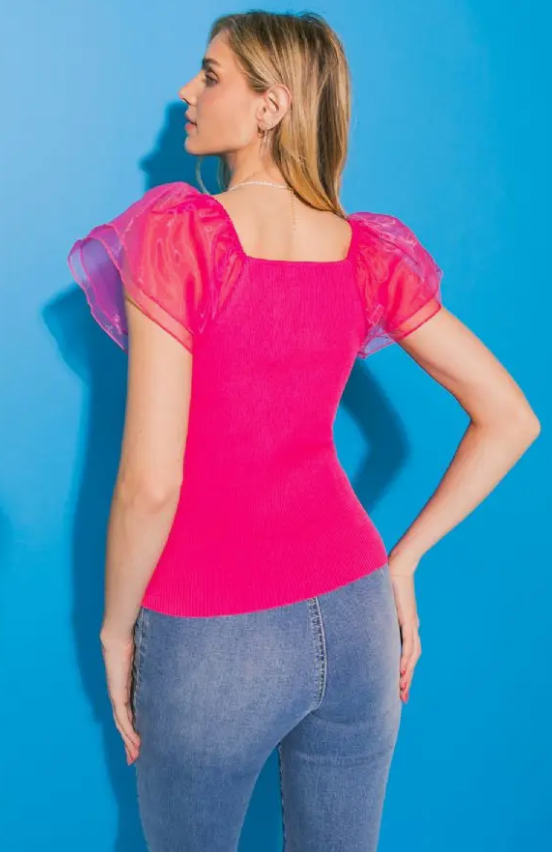 Showstopper Ribbed Sweater Top in Pink Statement New Orleans