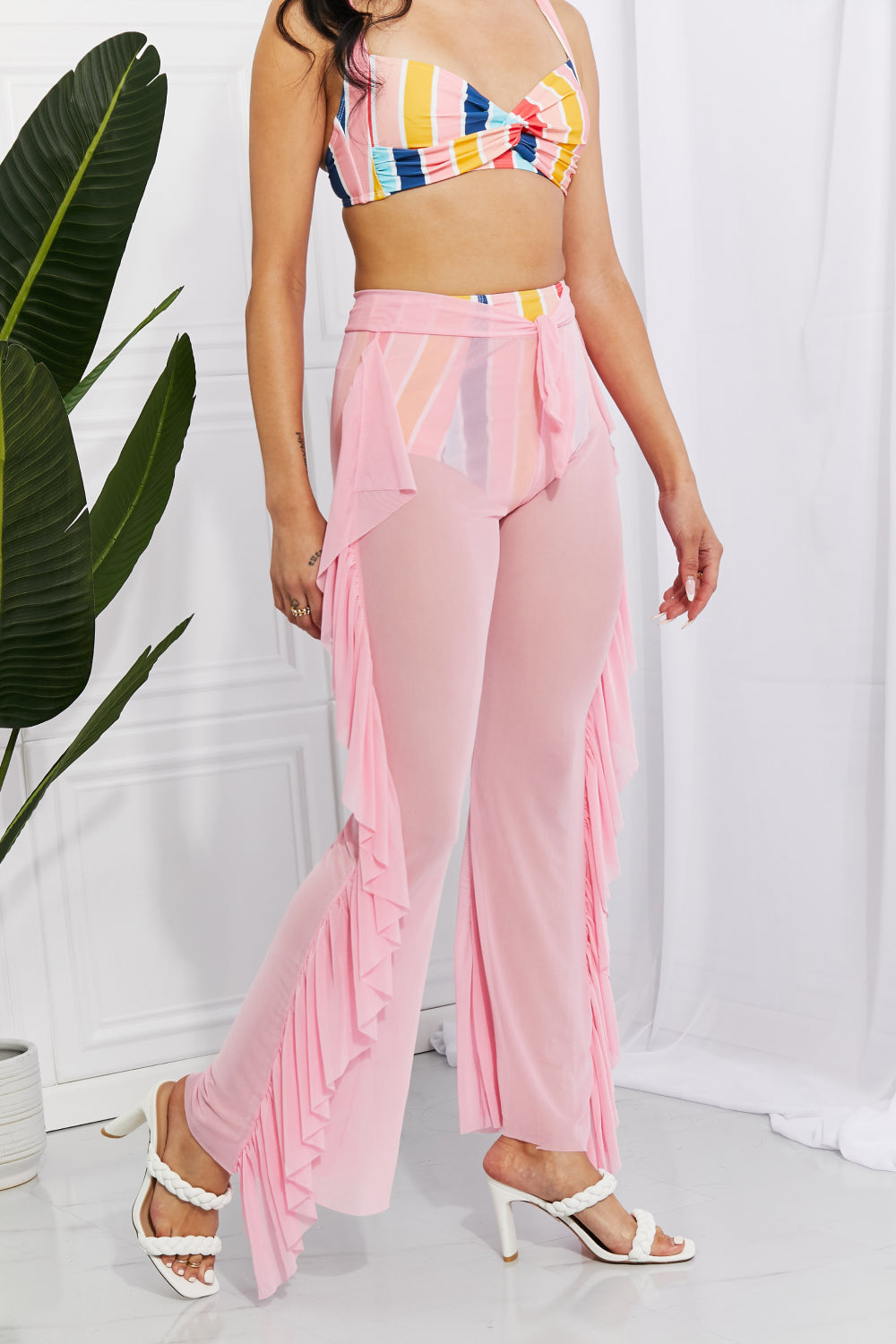 Take Me To The Beach Mesh Ruffle Cover-Up Pants Statement New Orleans