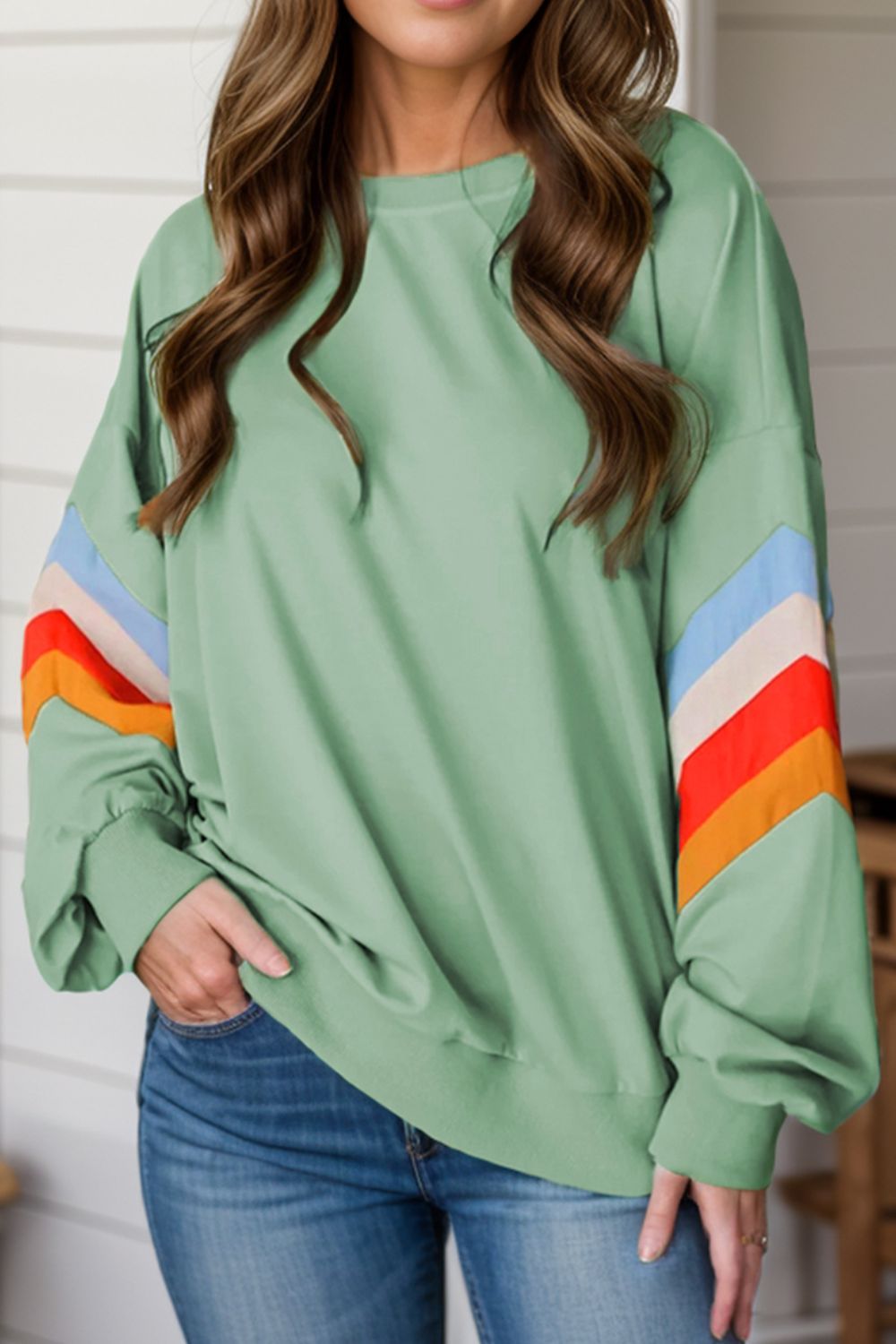 Retro Vibe Striped Long Sleeve Sweatshirt