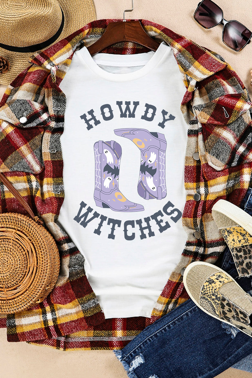 Howdy Witches Round Neck Short Sleeve Tee