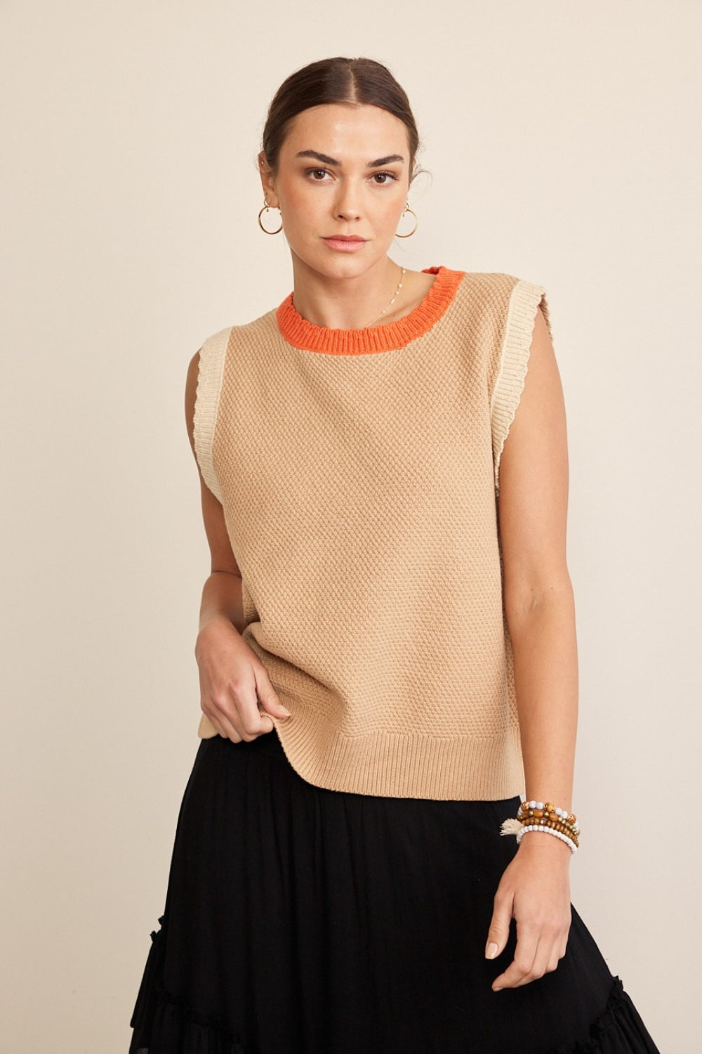 Fall Palette Round Neck Sweater Vest