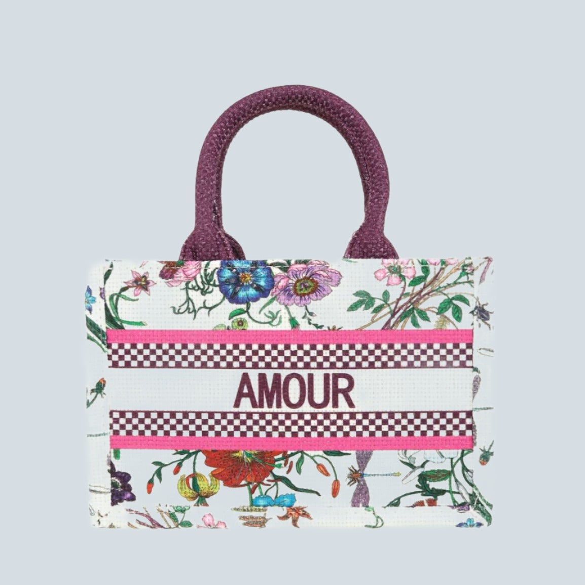 "Amour" Color-Charged Floral Small Book Tote