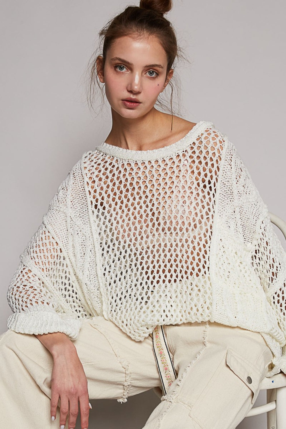 Openwork Long Sleeve Knit Cover Up