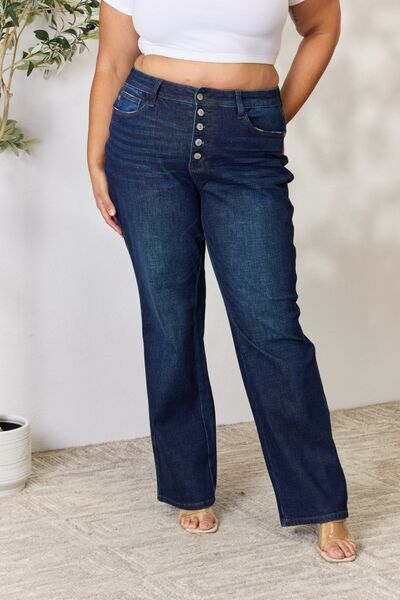 Judy Blue Sizes 0 to 24W Button-Fly Straight Jeans