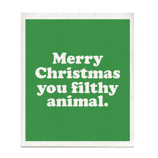 Merry Christmas You Filthy Animal Compostable Dishcloth - Statementnola