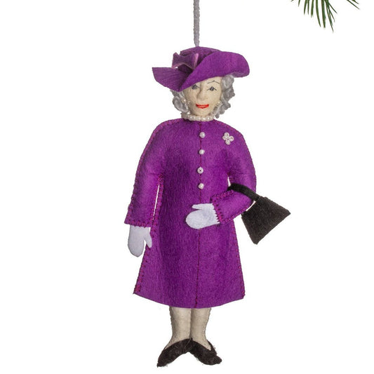 Royal Family Queen Elizabeth Handmade Ornament - Purple Dress