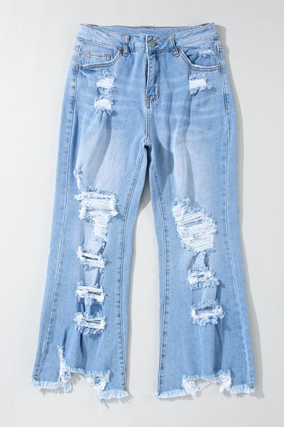 Sizes 6 to 16 Distressed Raw Hem Jeans