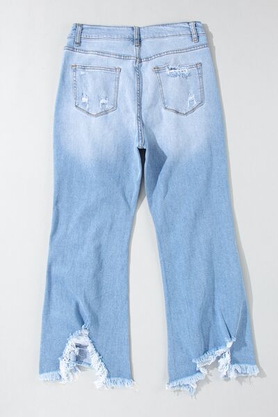 Sizes 6 to 16 Distressed Raw Hem Jeans